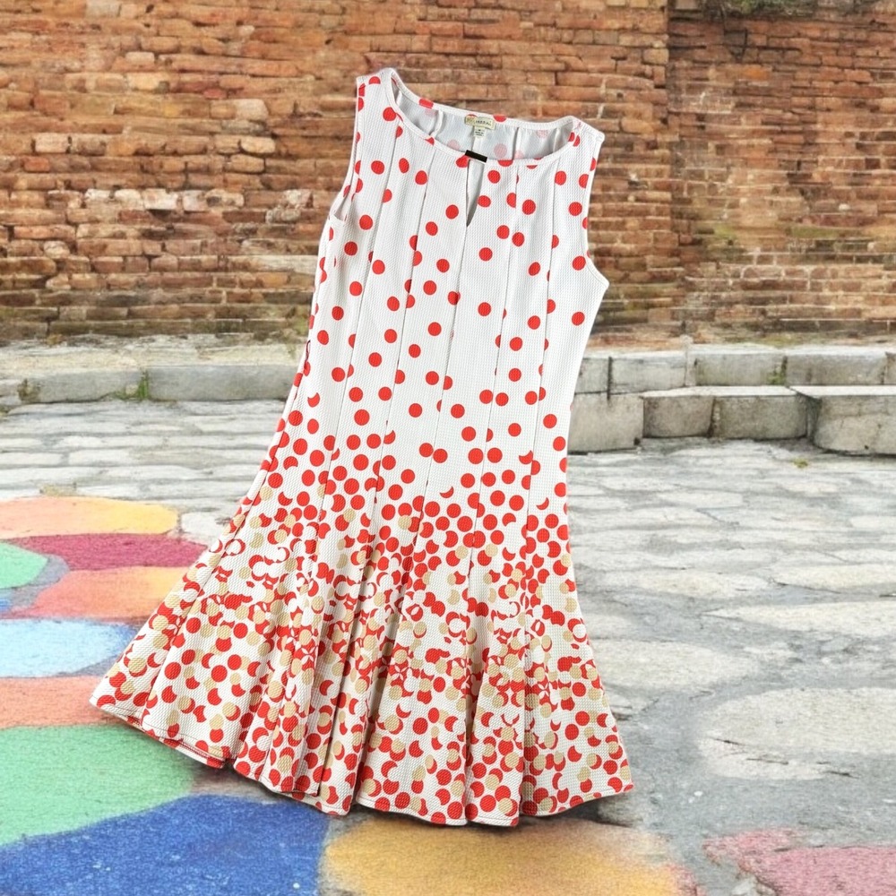 Haani Polka Dot Dress M Fit & Flare Sleeveless Party Cocktail White Red